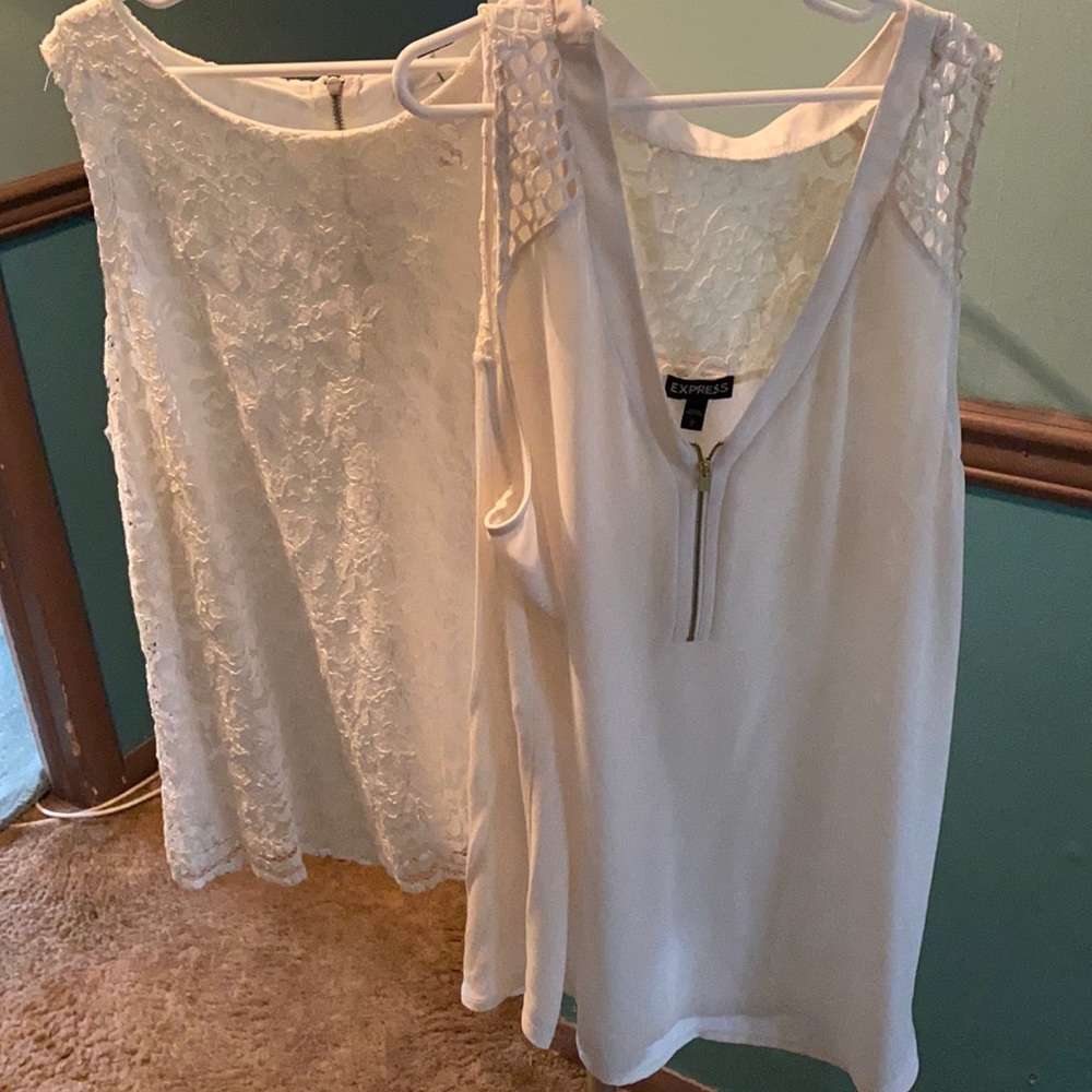Two white summer blouses